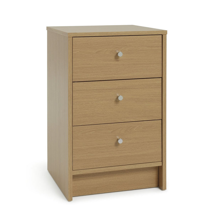 Home Malibu 3 Drawer Bedside Table - Oak Effect (Slight Damage)