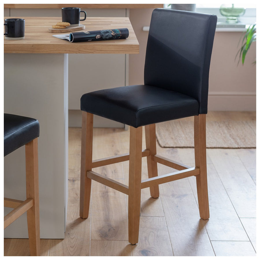 Home Winslow Faux Leather Bar Stool - Black