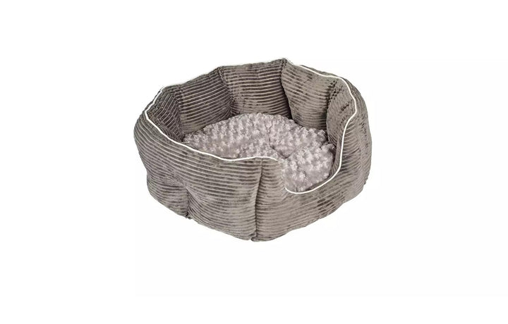 Grey Cord Oval Pet Bed - Large