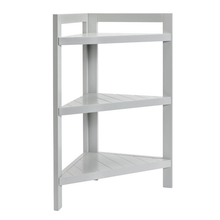 Home 3 Tier Bathroom Corner Shelf Unit - Grey