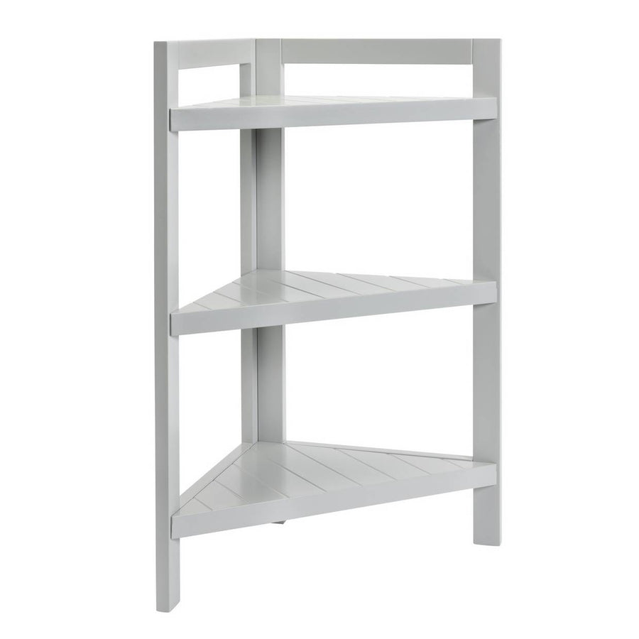 Home 3 Tier Bathroom Corner Shelf Unit - Grey