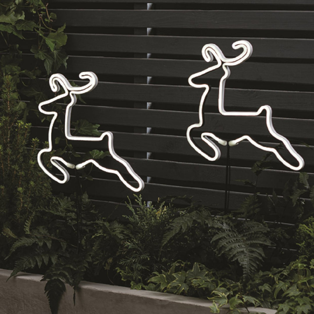 Habitat 2 Pack Neon Effect Reindeer Christmas Stake Lights Decoration