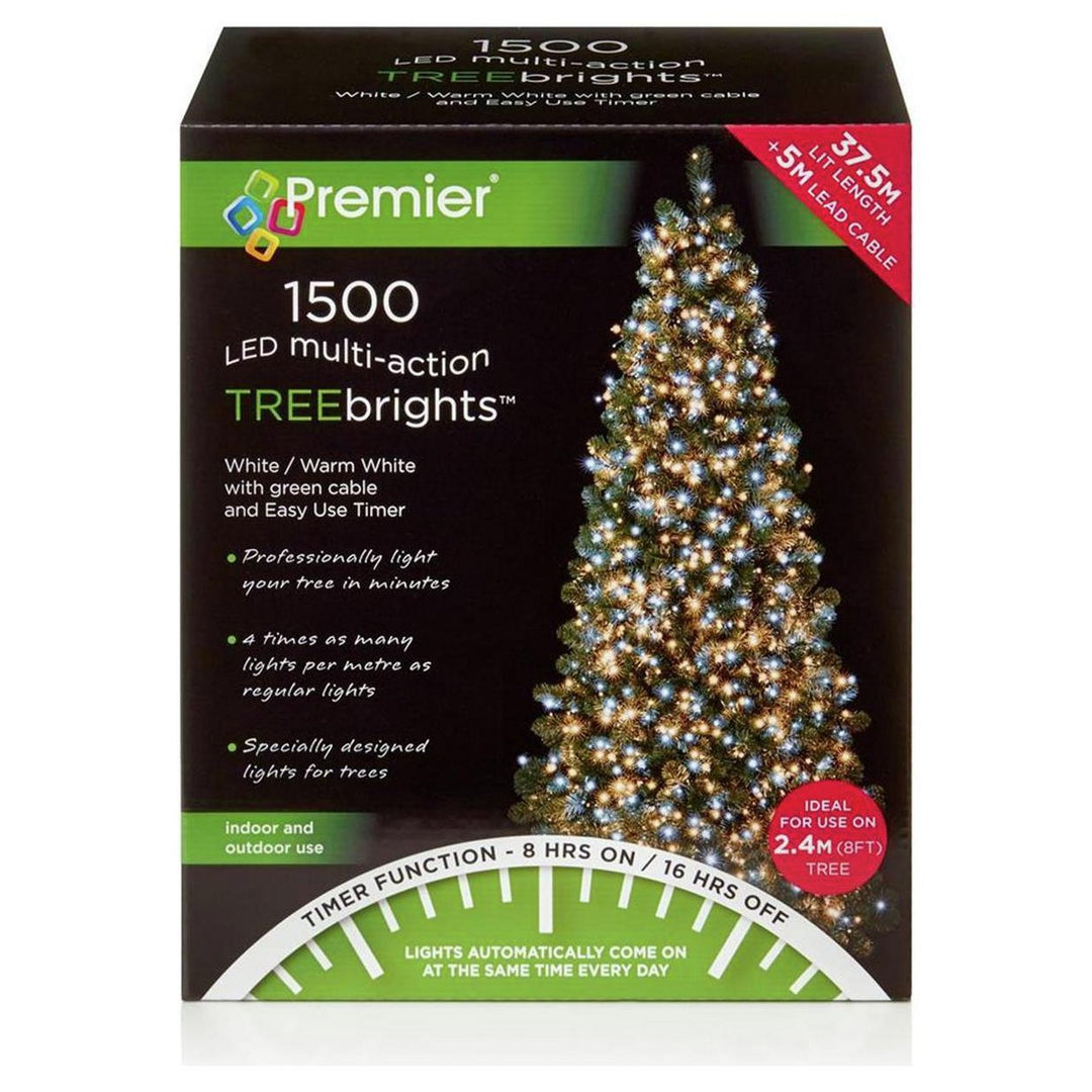 Premier Decorations 1500 TreeBrights with Timer Tree Lights - Warm White & White