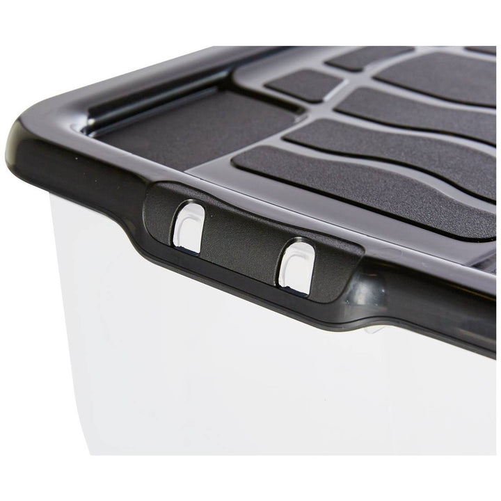 Strata Curve 4 x 30L Plastic Storage Boxes with Lid - Clear 