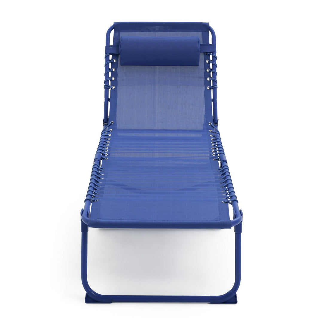 Home Set of 2 Folding Metal Sun Loungers - Blue