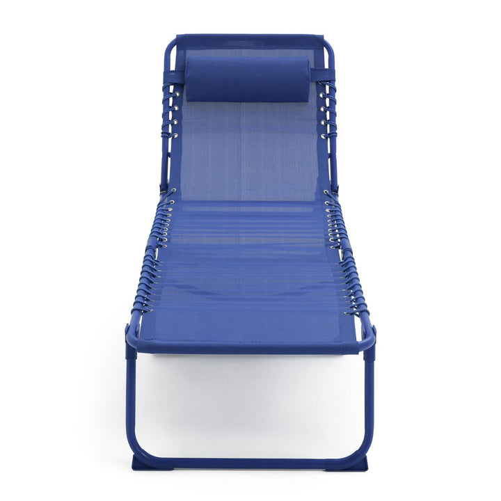 Home Set of 2 Folding Metal Sun Loungers - Blue