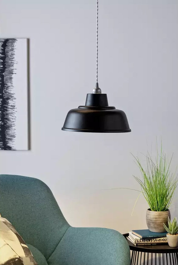 Habitat Core Metal Pendant Shade - Jet Black