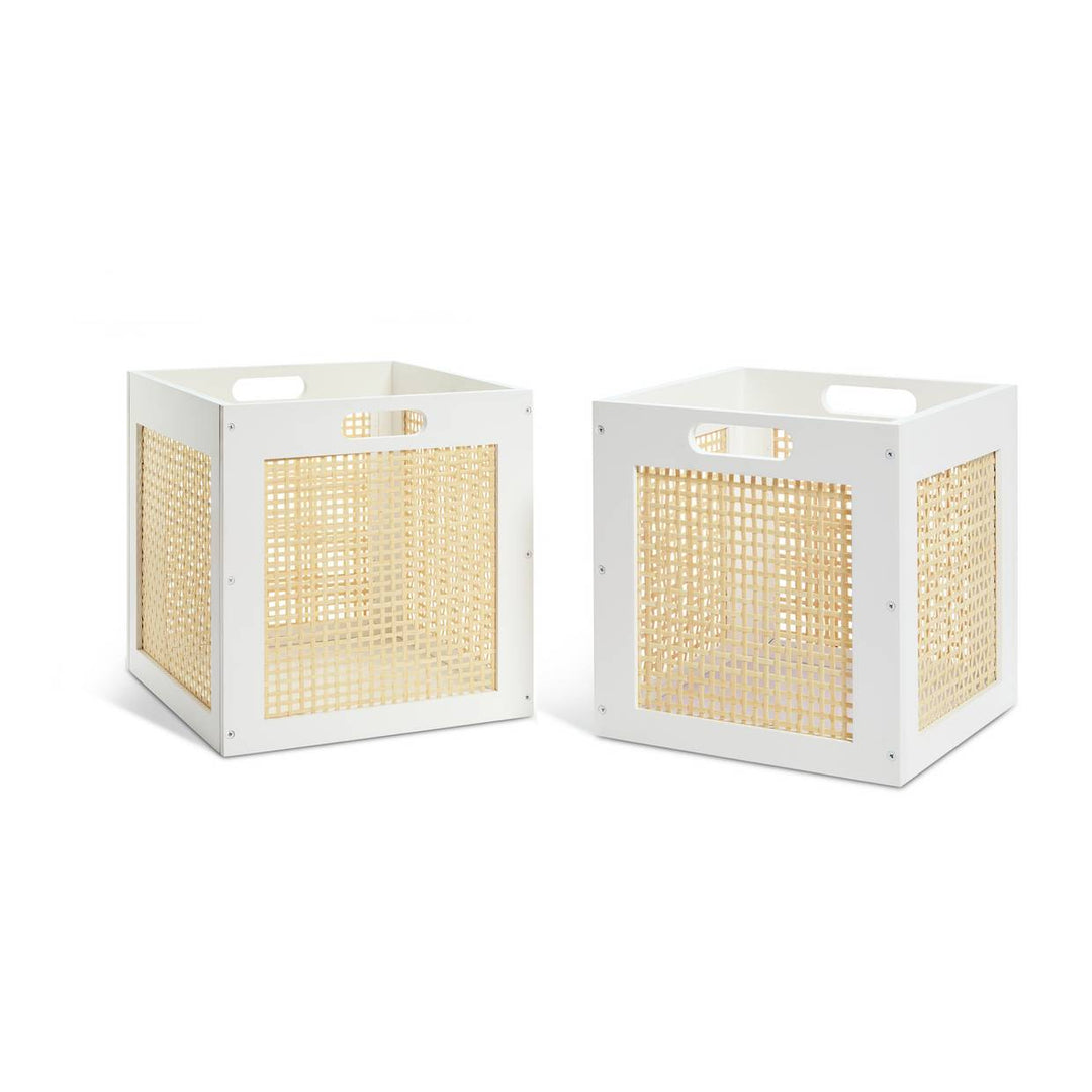 Habitat Set of 2 Rattan Square Boxes - White