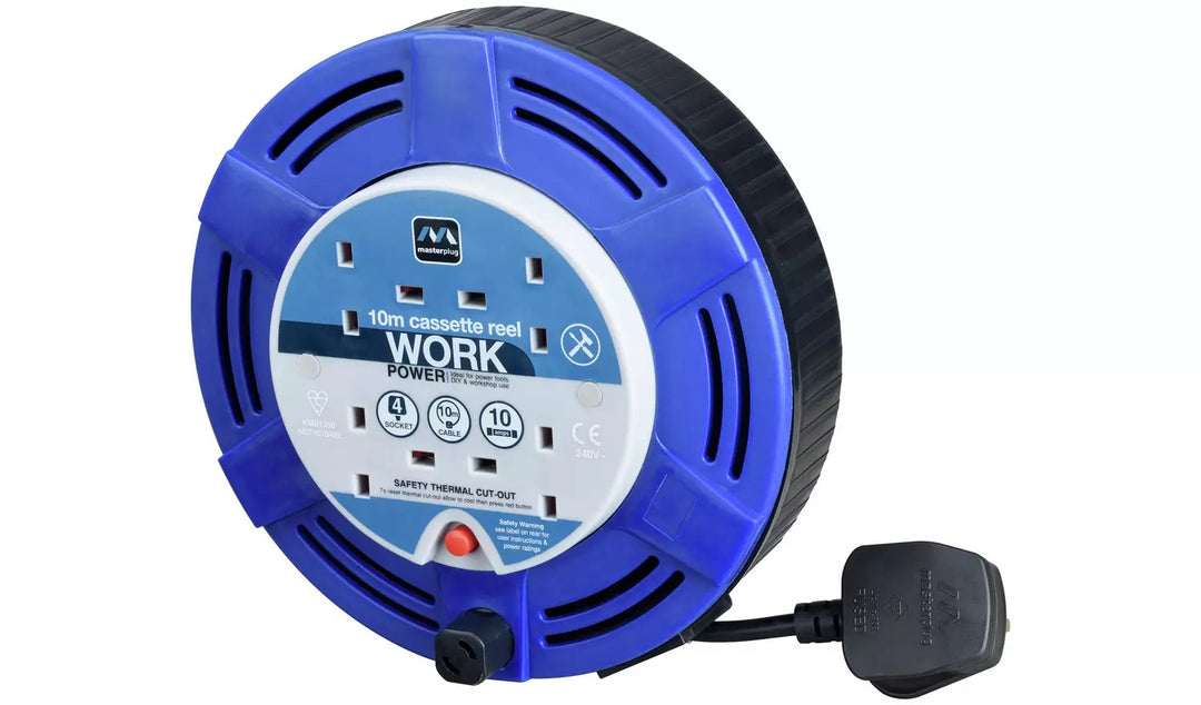 Masterplug 4 Socket Extension Cable Reel - 10m
