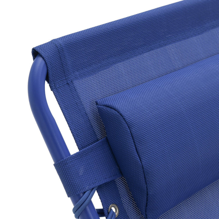 Home Set of 2 Folding Metal Sun Loungers - Blue