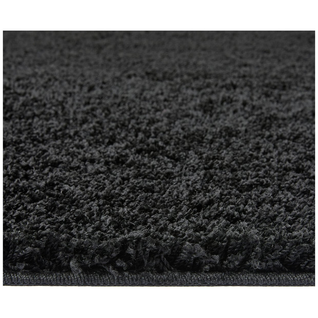 Buddy Washable Mat Plain Round Black Cut Pile Rug - 100cm