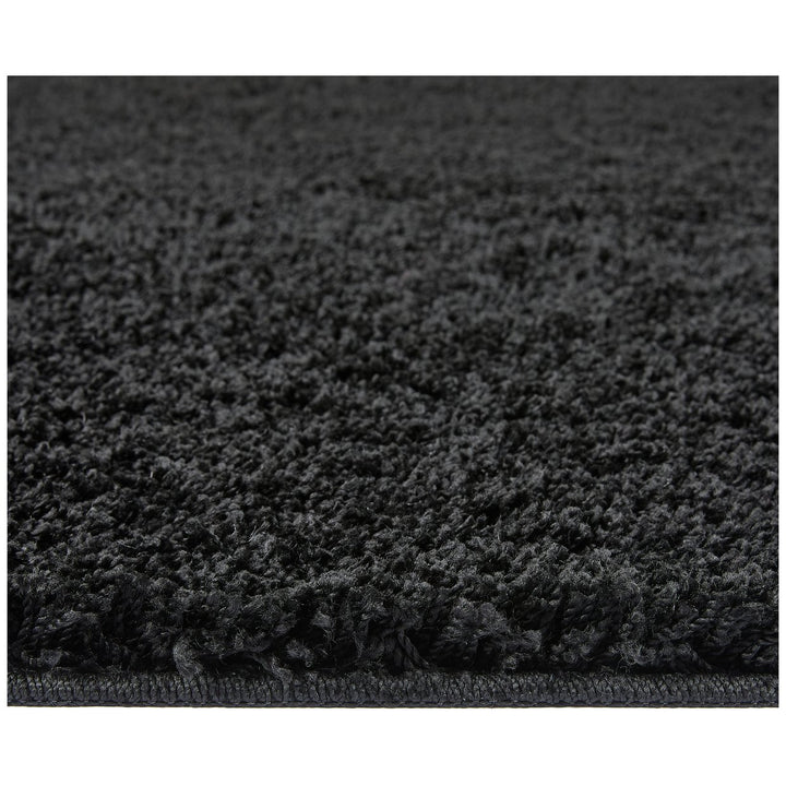 Buddy Washable Mat Plain Round Black Cut Pile Rug - 100cm