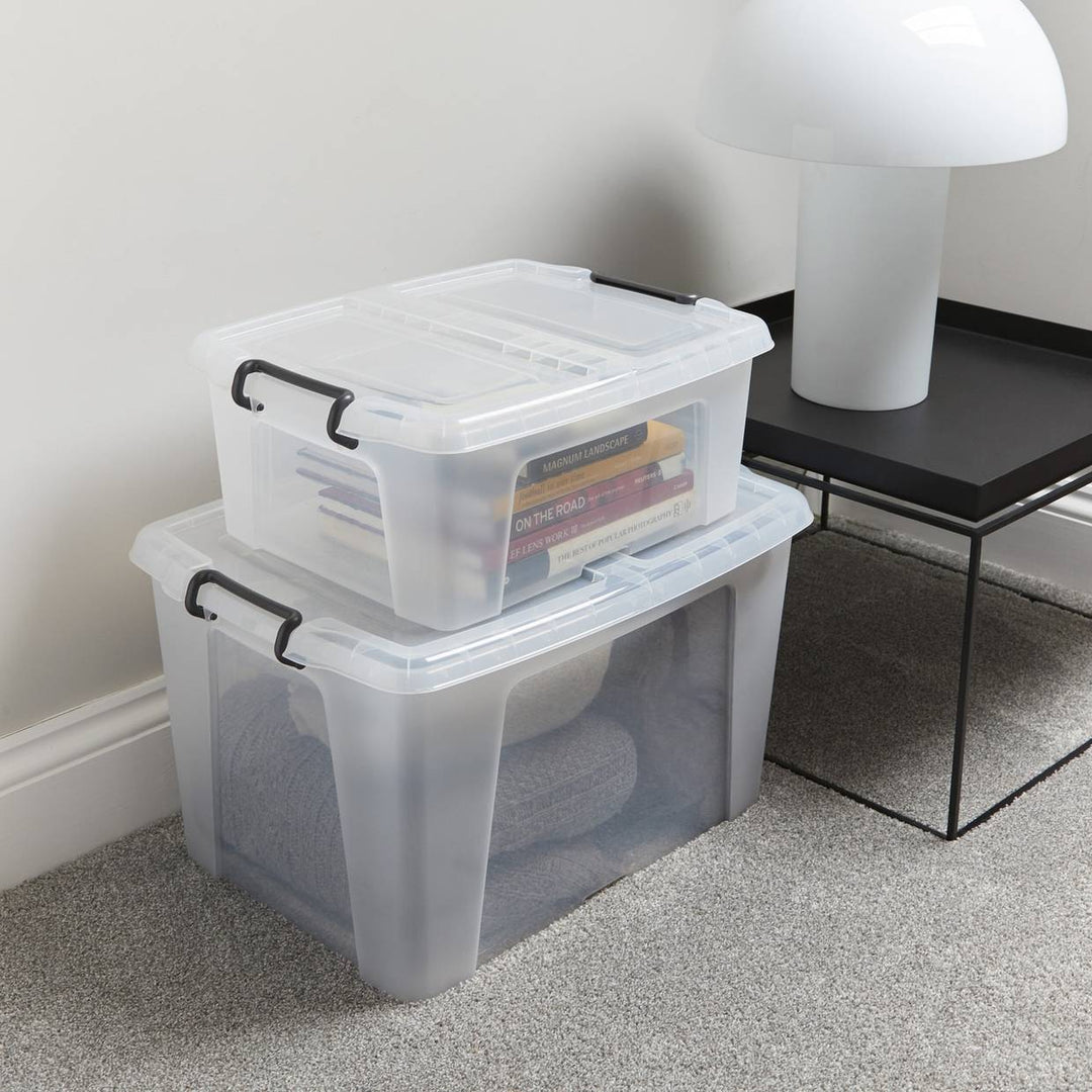 Strata Smart 24L Plastic Storage Boxes with Lid - Clear