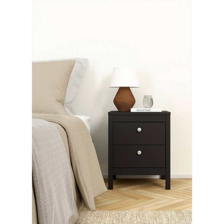 Tvilum Madrid 2 Drawer Bedside Table - Black