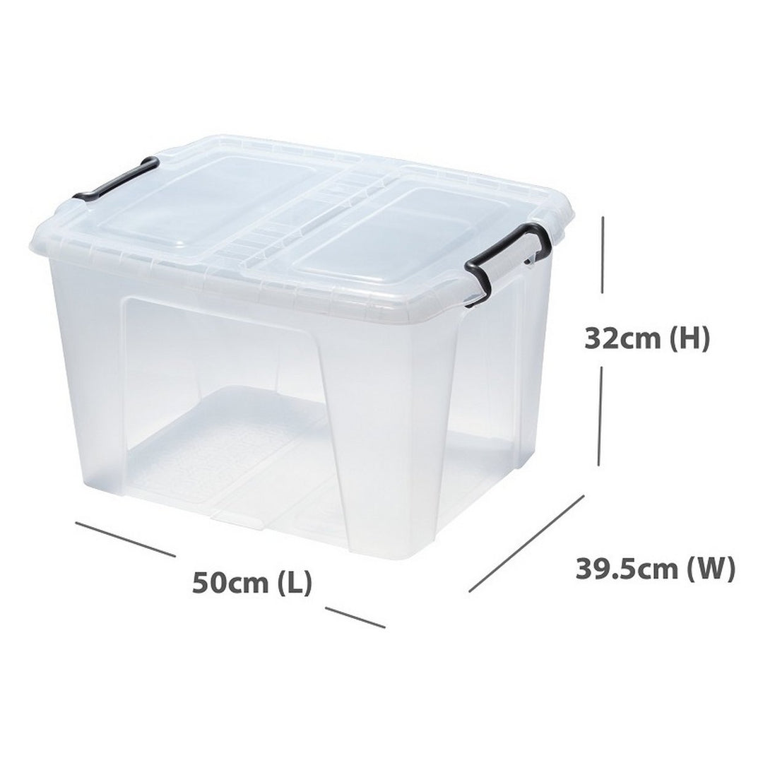 Strata Smart 2 x 40L Plastic Storage Boxes with Lid - Clear