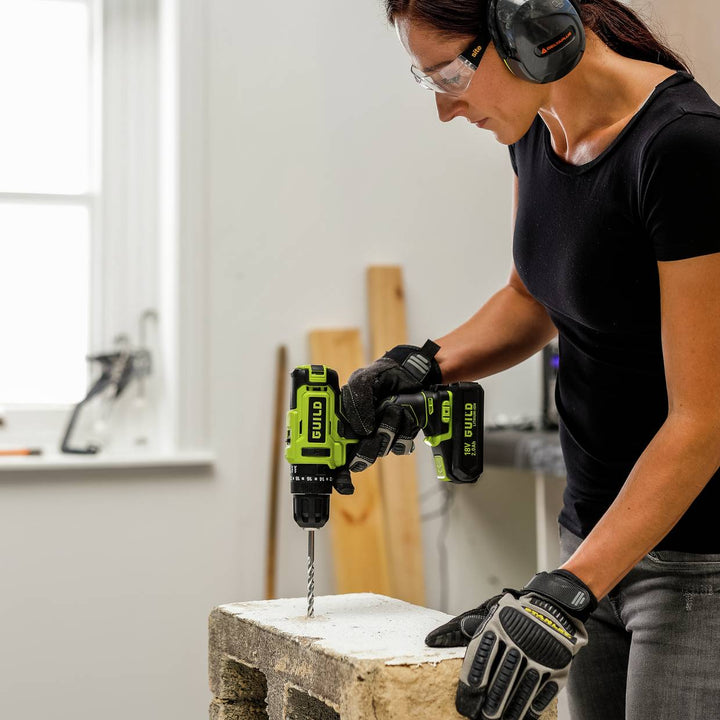 Guild 18V Cordless Impact Drill with 100 Accessories - 2.0AH