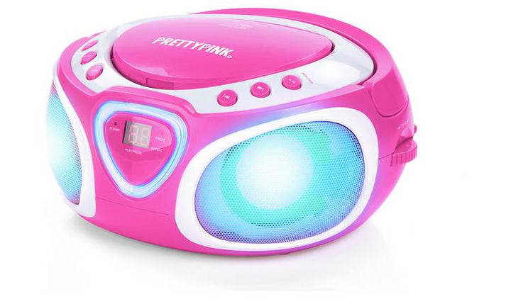 Pretty Pink Boombox CD FM/MW Radio - Pink