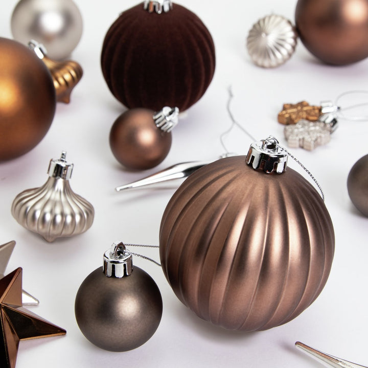 Habitat Pack of 49 Mixed Christmas Baubles - Neutrals