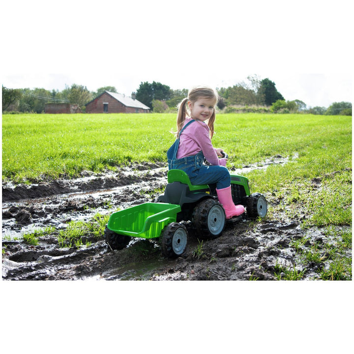 EVO Electric Tractor with Trailer 6V Powered Vehicle - Green