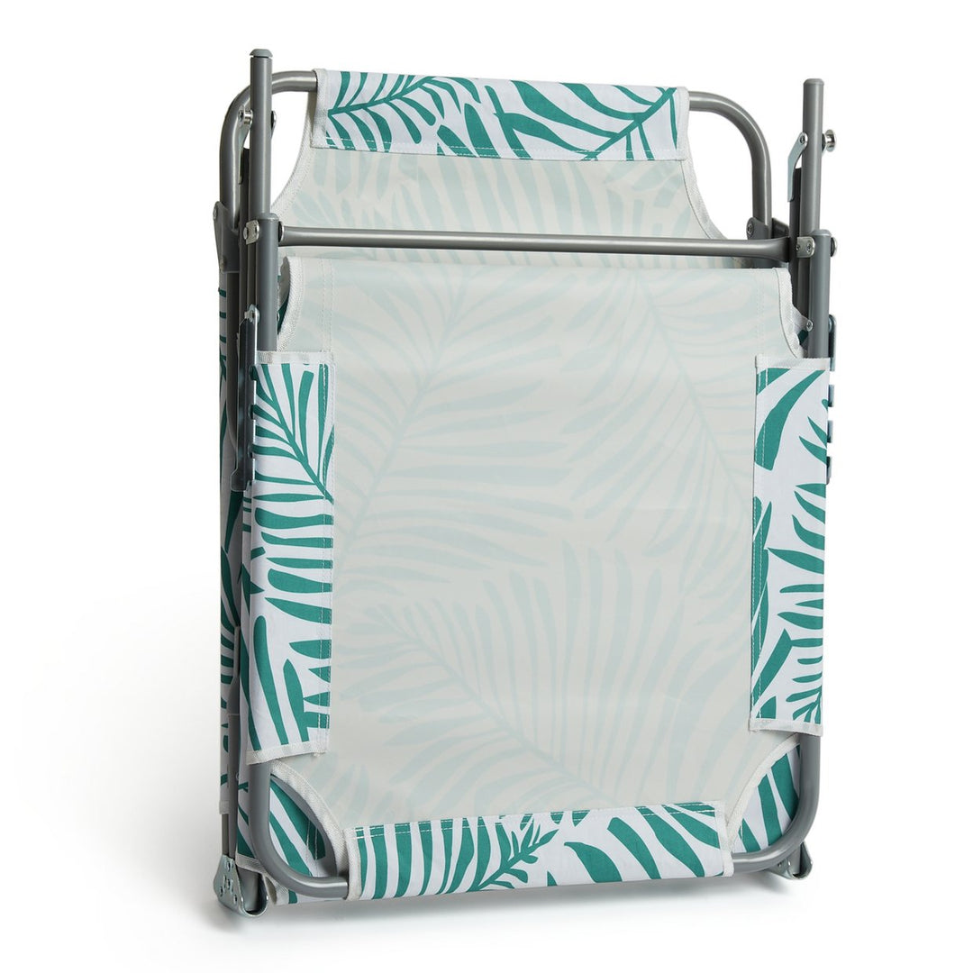 Habitat Global Leaf Folding Metal Sun Lounger - Green &amp; White