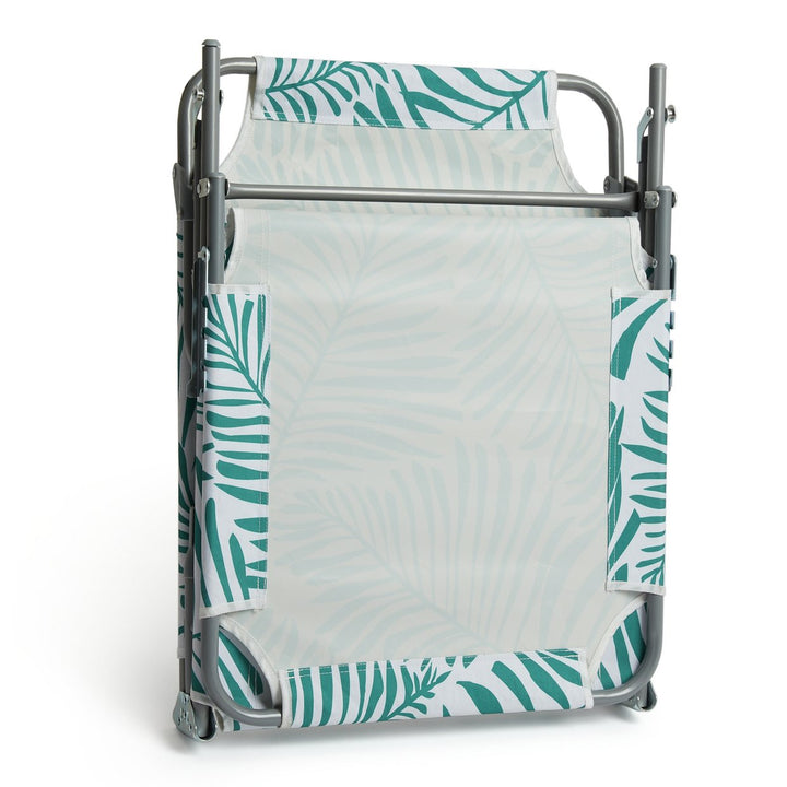 Habitat Global Leaf Folding Metal Sun Lounger - Green &amp; White