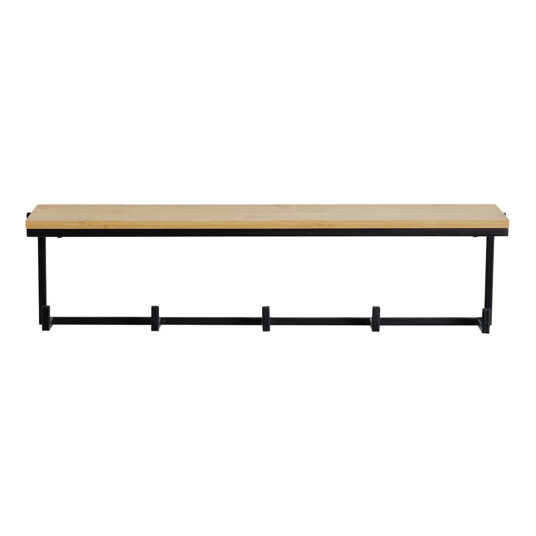 Home Bamboo Shelf with Hooks - Natural