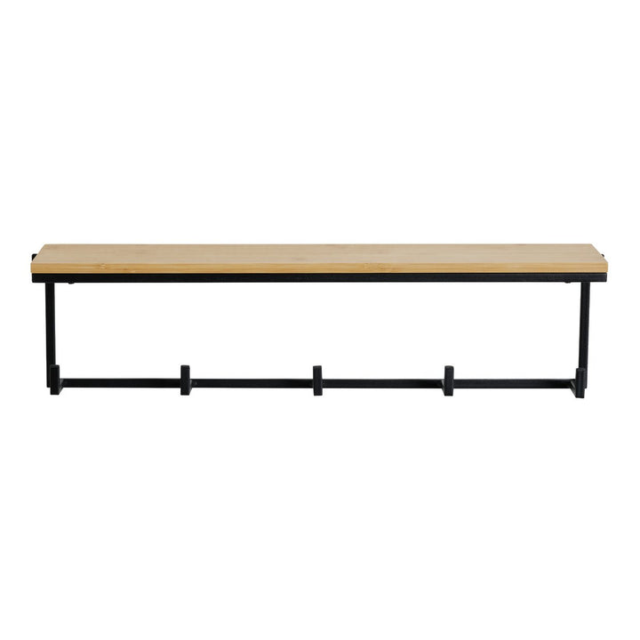 Home Bamboo Shelf with Hooks - Natural
