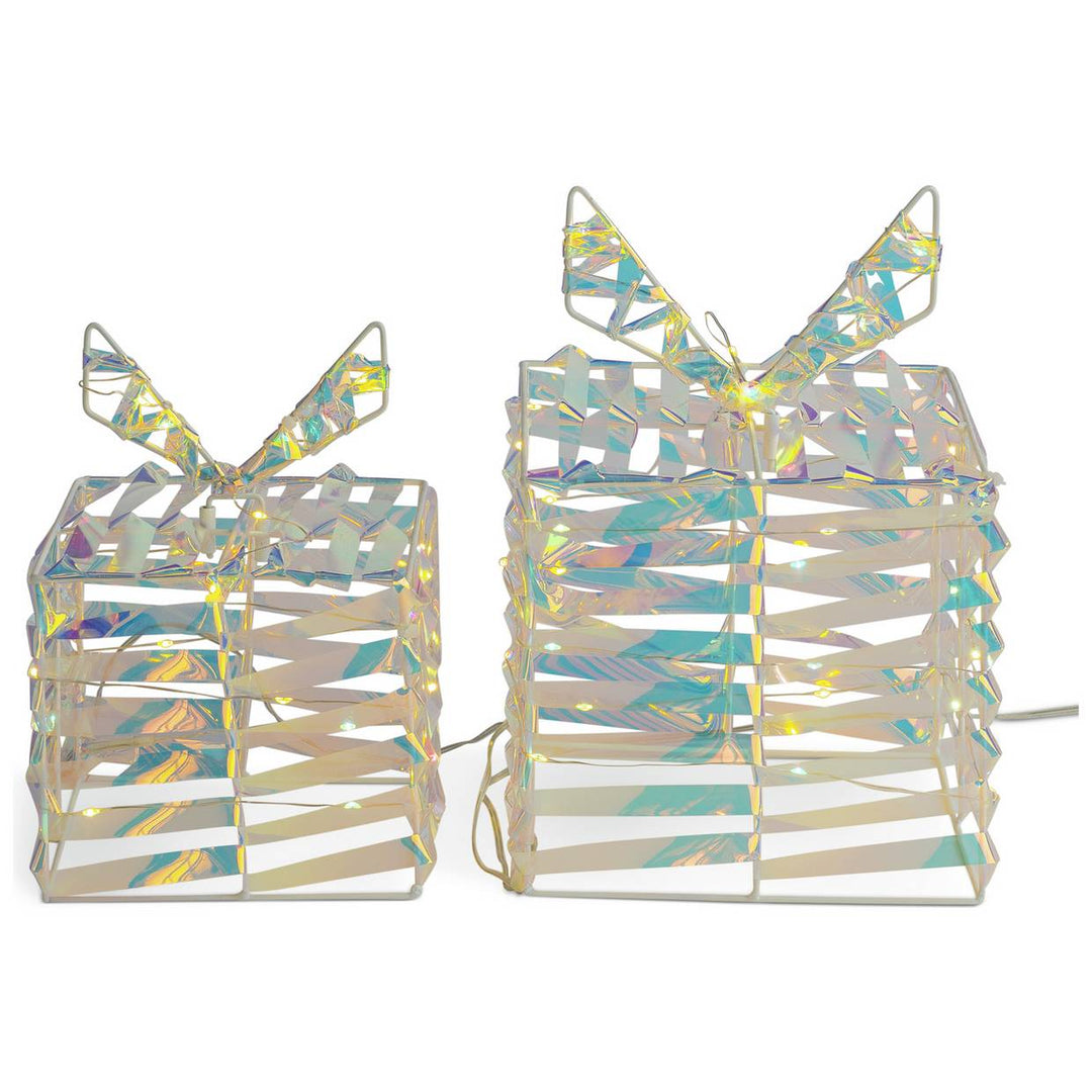 Home Pack of 2 Christmas Iridescent Acrylic Presents Decoration