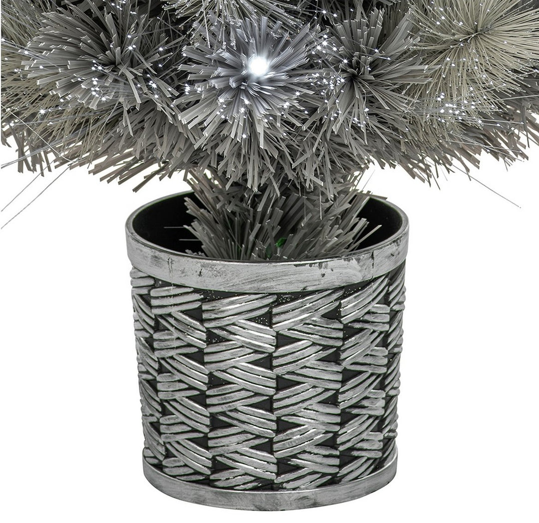 Premier Decorations Fibre Optic Silver Tipped Fir with White LEDs Christmas Tree - 80cm