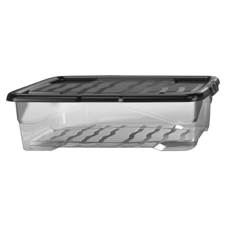 Strata Curve 4 x 30L Plastic Storage Boxes with Lid - Clear 