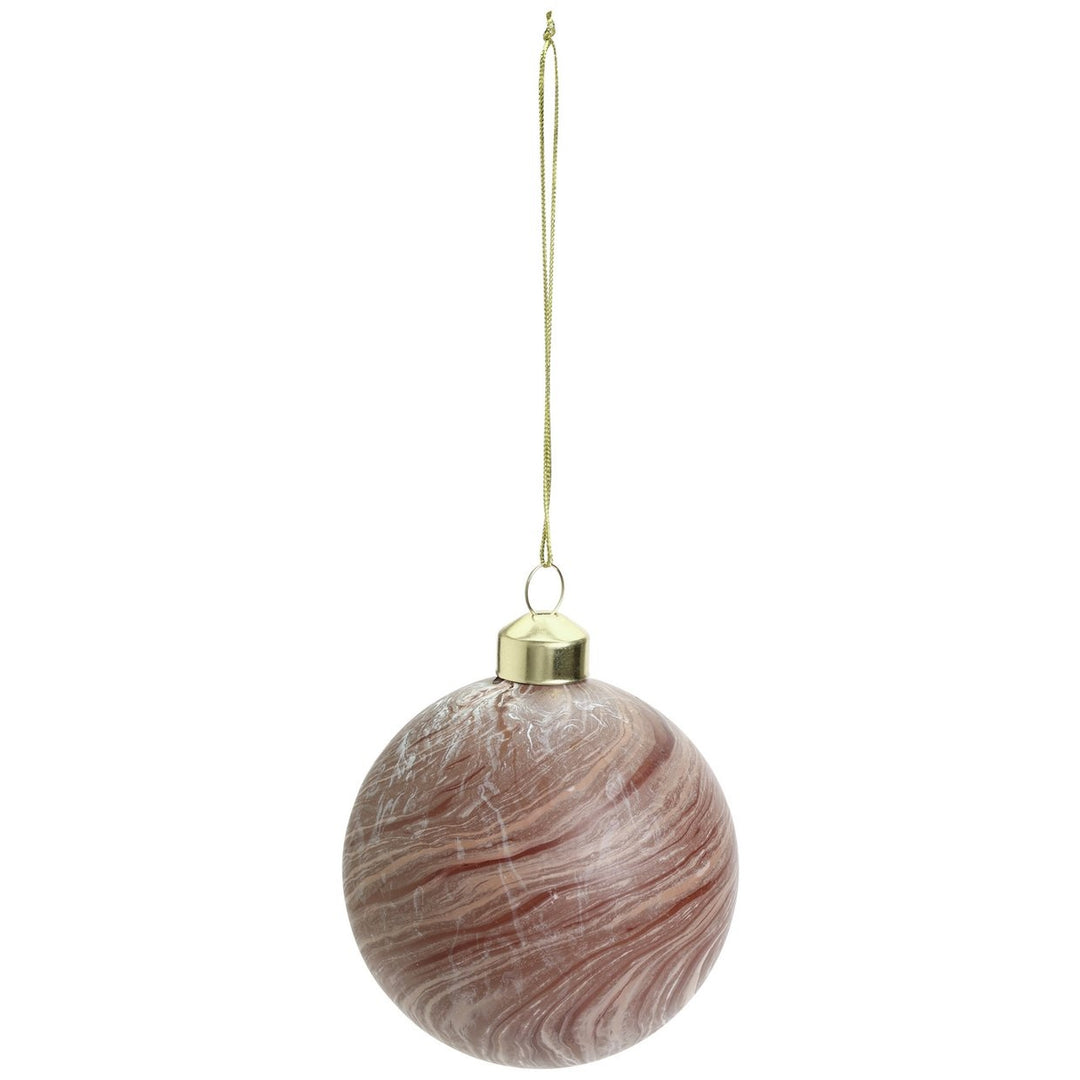 Habitat Pack of 6 Marbled Christmas Baubles - Brown and Cream