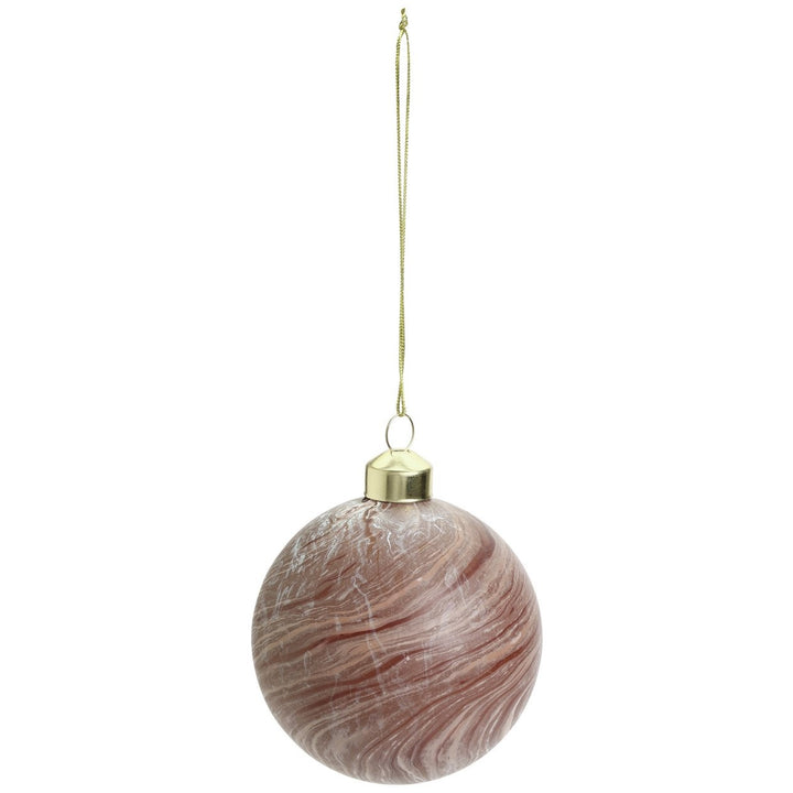 Habitat Pack of 6 Marbled Christmas Baubles - Brown and Cream