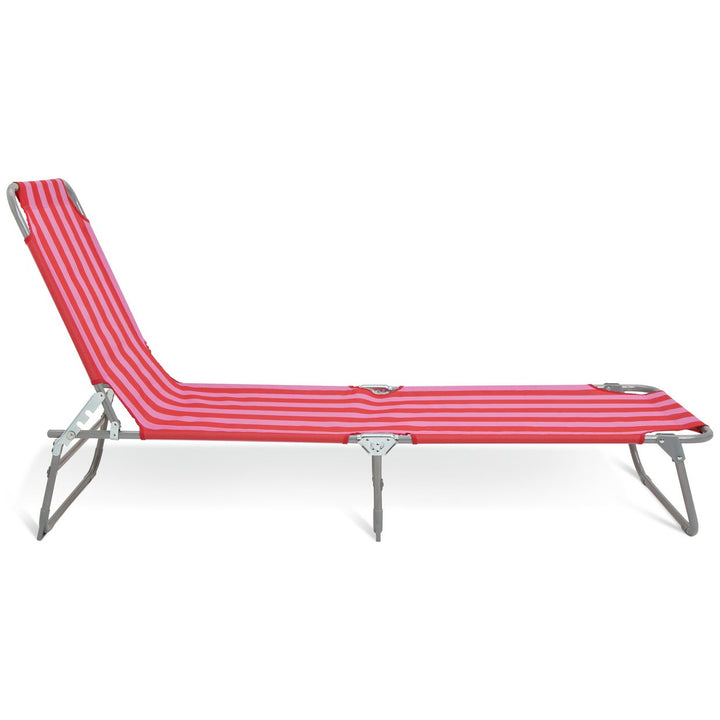 Habitat Folding Metal Sun Lounger- Pink & Red