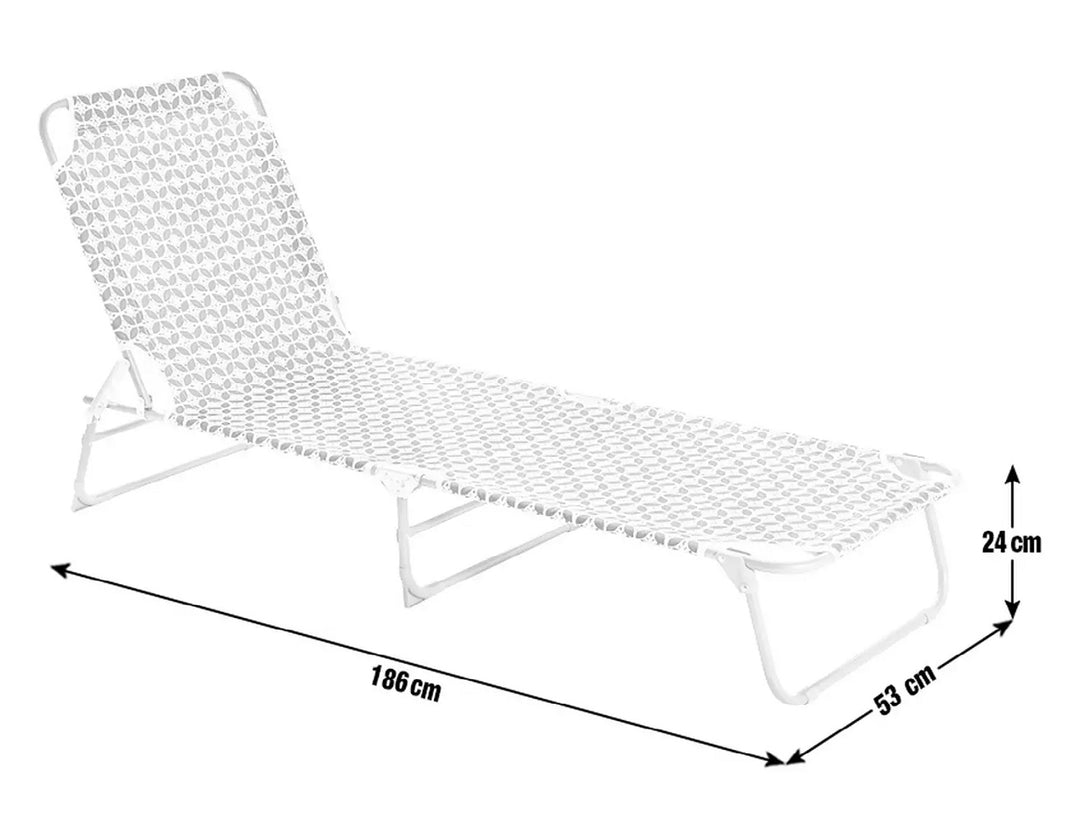Habitat Boho Folding Metal Sun Lounger - Grey & White
