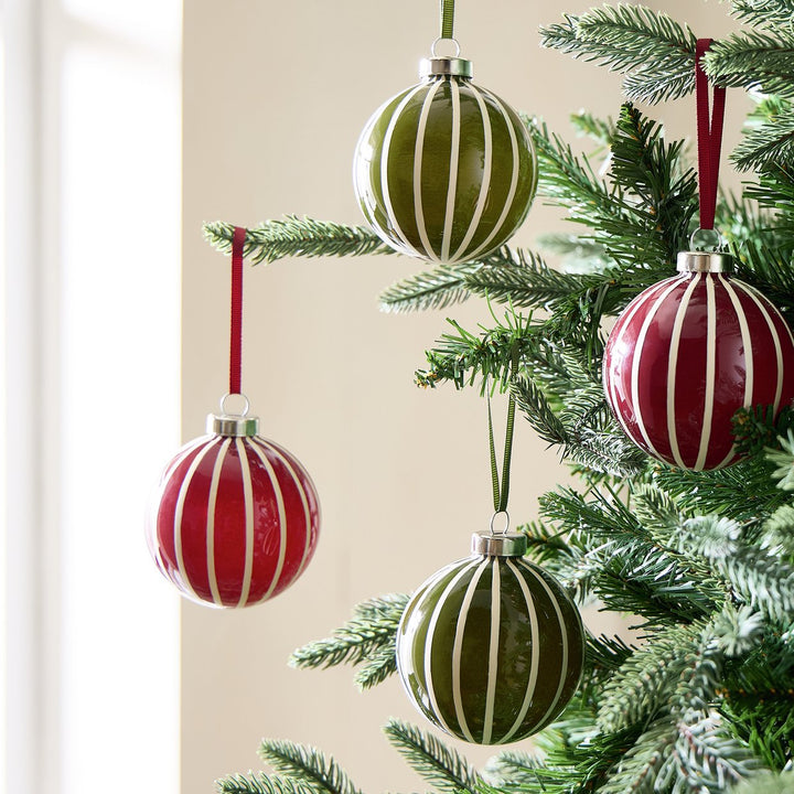 Home Pack of 4 Glass Christmas Bauble - Multicolour