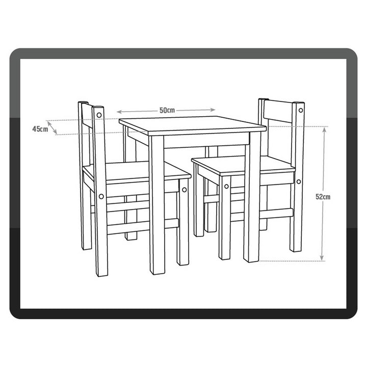Home Kids Scandinavia Solid Wood Table & 2 Chairs-Pine