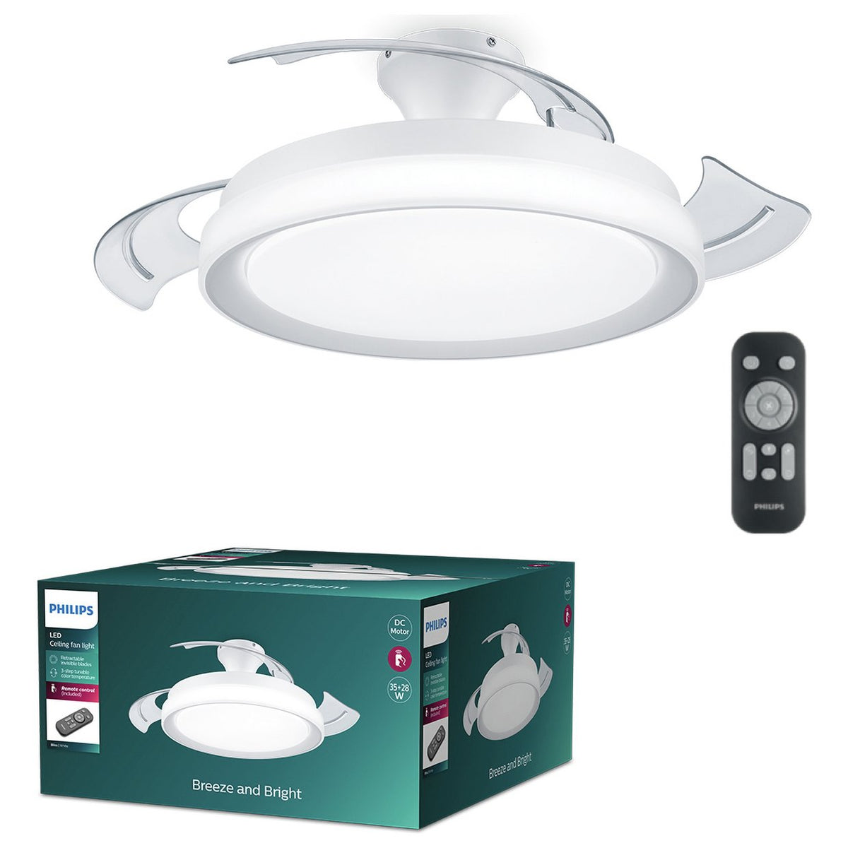 Philips Bliss Remote Control Metal LED Ceiling Fan - White