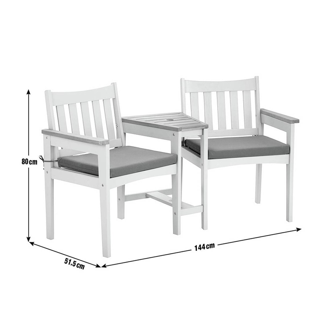Home Wooden Garden Love Seats - Grey