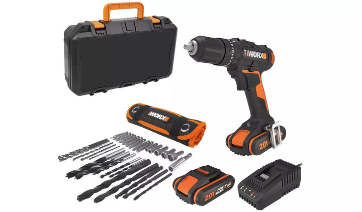 Worx WX370 Cordless Impact Drill and 30 Accessories - 20V