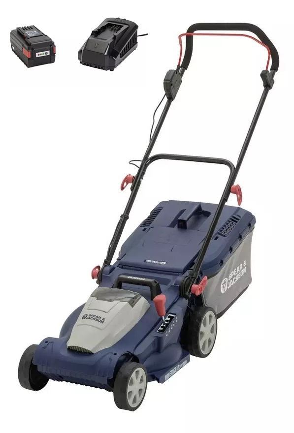 Spear & Jackson SCR3637A 37cm 36V Cordless Lawn Mower with Battery & Charger – Used