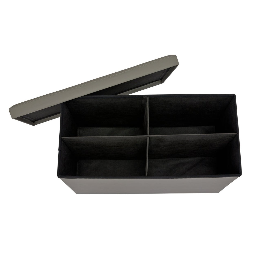 Home Ashton Large Faux Leather Stitched Ottoman - Grey