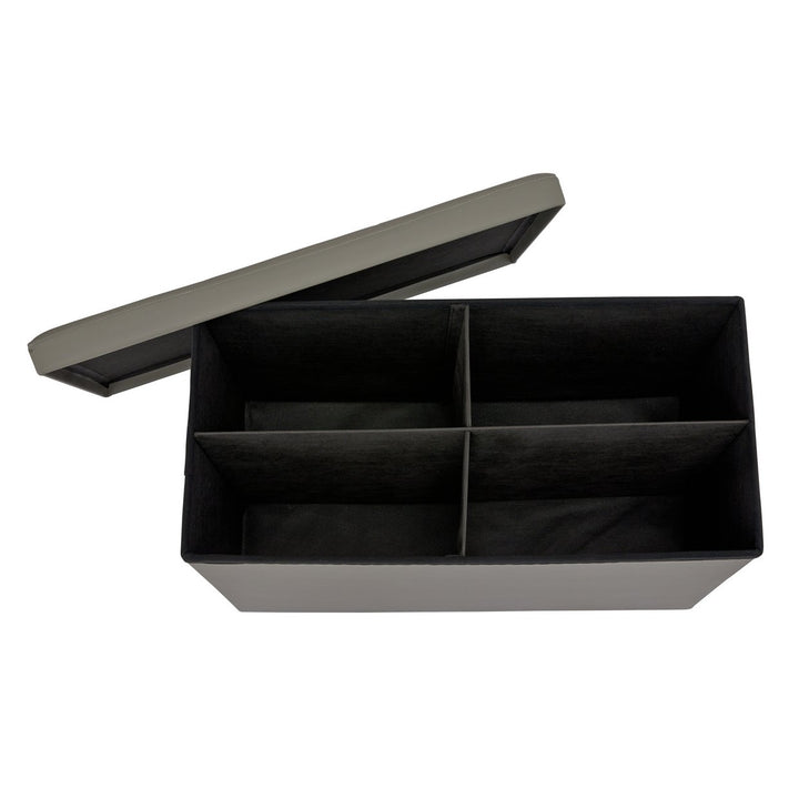 Home Ashton Large Faux Leather Stitched Ottoman - Grey