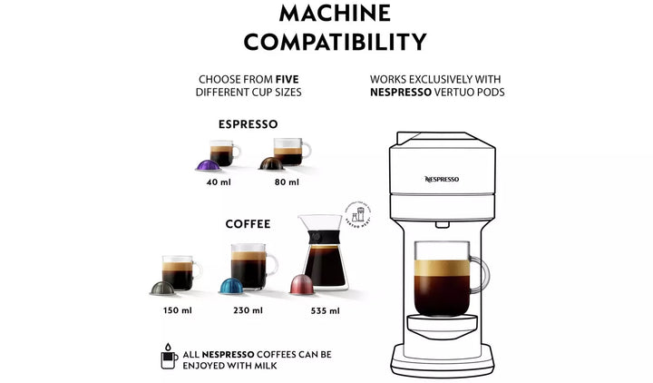 Nespresso Vertuo Next Pod Coffee Machine by Magimix - White