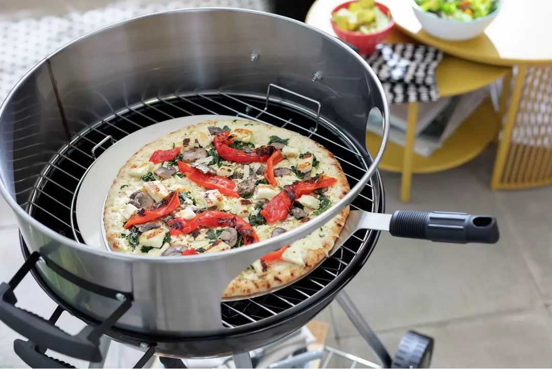 Home Kettle Charcoal BBQ With Pizza Oven - Black