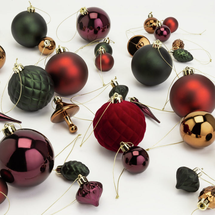 Habitat Pack of 49 Christmas Baubles - Jewel Tones