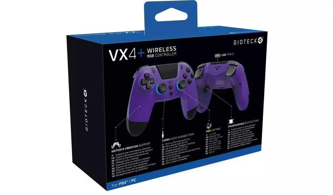 Gioteck VX4+ PS4 Wireless RGB Controller - Purple