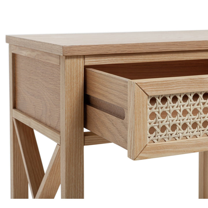 Habitat Mornington Rattan 1 Drawer Bedside Table - Oak