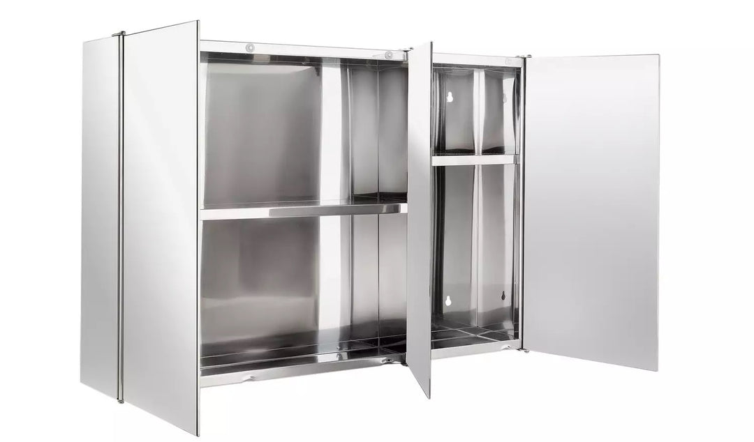 Home Stainless Steel 3 Door Mirrored Cabinet