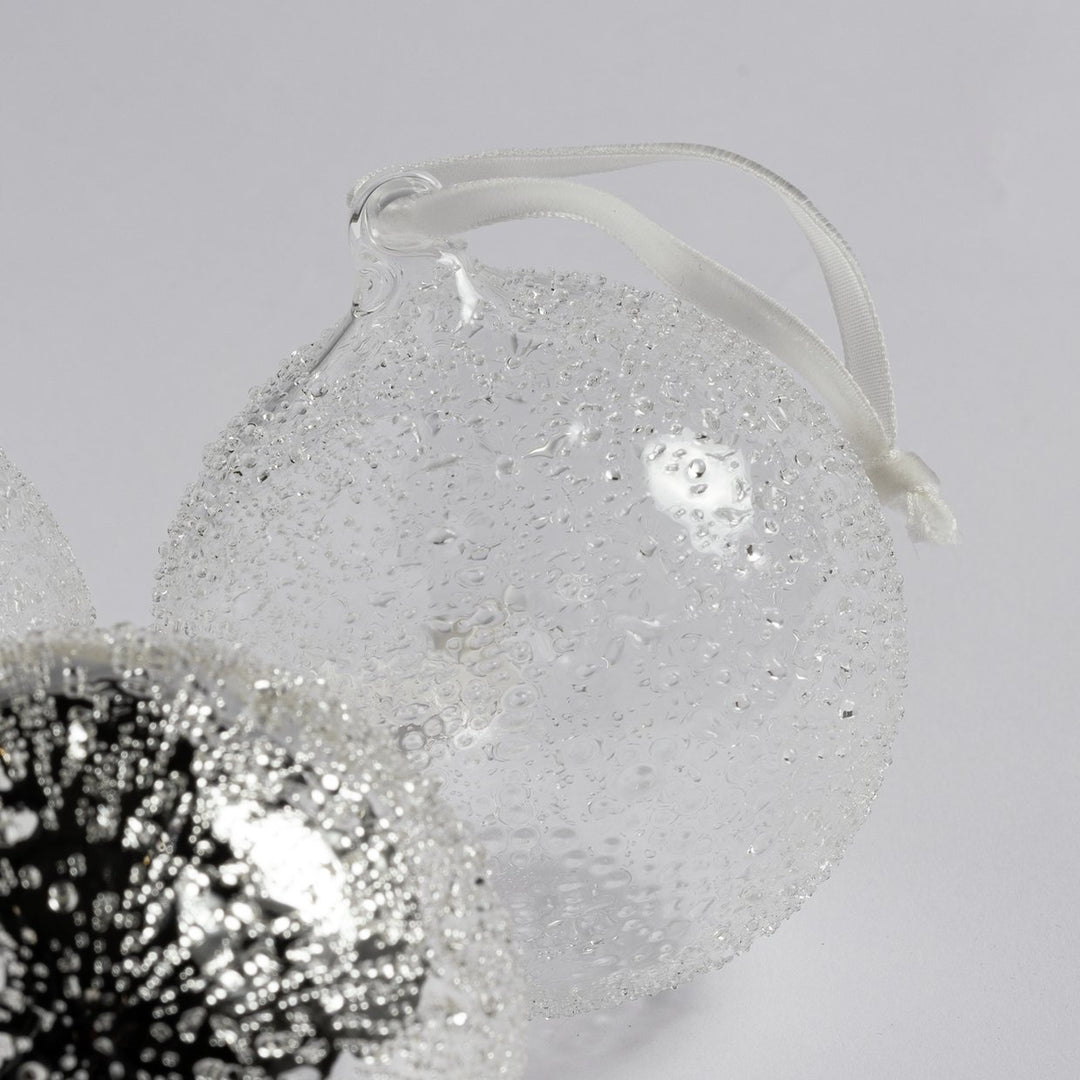 Habitat Pack Of 3 Glass Christmas Baubles - White 