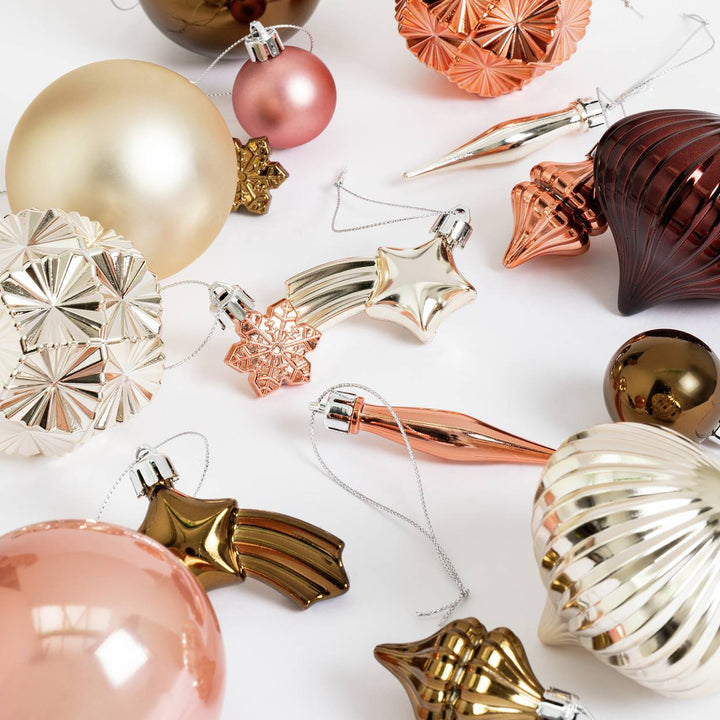 Home Pack of 49 Christmas Tree Baubles Decoration - Pink